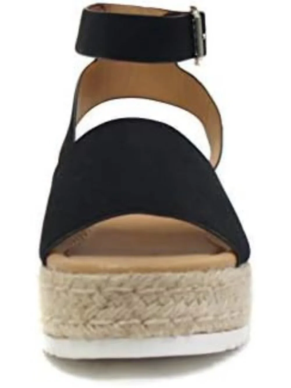 Open Toe Buckle Ankle Strap Espadrilles Wedge Sandals - Casual Flatform Shoes